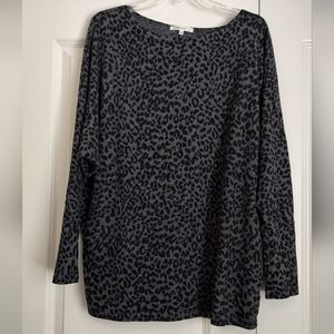 Grey and Black Leopard Print Sweater